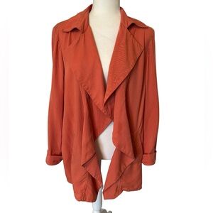 CHICO’S Orange Open Draped Jacket Size 2 (10)